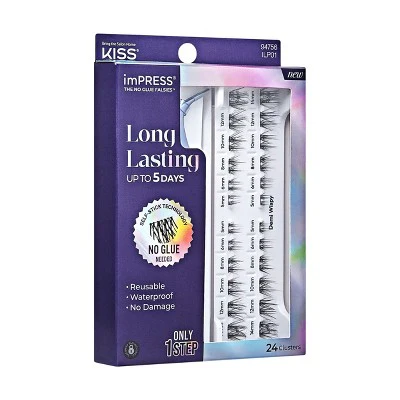 KISS Products imPRESS Long Lasting Press-On Self Adhesive False Eyelashes Demi Wispy 25ct - Imperfect Box - Image 10