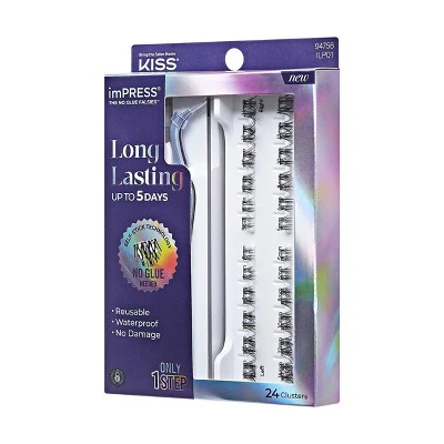 KISS Products imPRESS Long Lasting Press-On Self Adhesive False Eyelashes Demi Wispy 25ct - Imperfect Box - Image 11