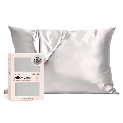 Kitsch Queen Size Satin Standard Pillowcase Thread Count Silver - Imperfect Box