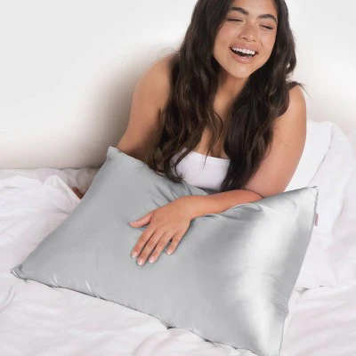 Kitsch Queen Size Satin Standard Pillowcase Thread Count Silver - Imperfect Box - Image 2