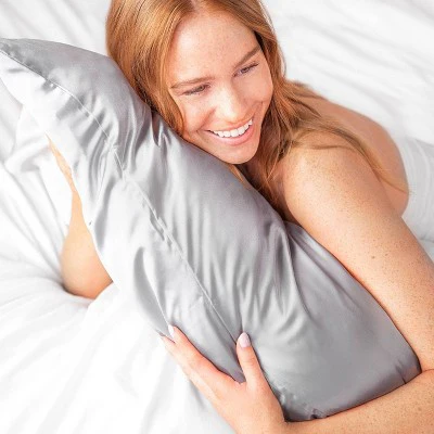 Kitsch Queen Size Satin Standard Pillowcase Thread Count Silver - Imperfect Box - Image 3