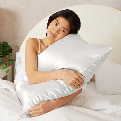 Kitsch Queen Size Thread Count; Satin Standard Pillowcase Ivory - Imperfect Box - Image 2