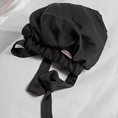 Kitsch Satin Sleep Hair Bonnet Black - Imperfect Box - Image 2