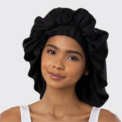 Kitsch Satin Sleep Hair Bonnet Black - Imperfect Box - Image 3