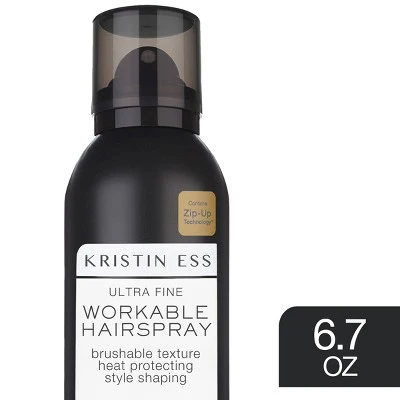 Kristin Ess Ultra Fine Workable Hairspray Light + Flexible Hold with Heat Protectant up to 450F 6.7 oz - Imperfect Container