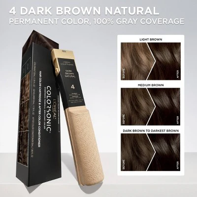 L'Oreal Paris Colorsonic Permanent Hair Color Cartridge Dark Brown Natural 4 - Imperfect Box - Image 3