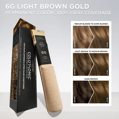 L'Oreal Paris Colorsonic Ammonia Free Permanent Hair Color Cartridge Device Sold Separately Light Brown Gold 6G - Imperfect Box - Image 3