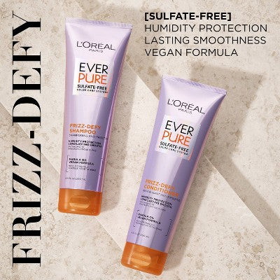 L'Oreal Paris EverPure Frizz-Defy Shampoo with Marula Oil 8.5 fl oz - Imperfect Container - Image 3