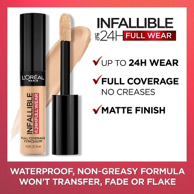 L'Oreal Paris Infallible Full Coverage, Waterproof Concealer 385 Amber 0.33 fl oz - Imperfect Container - Image 3