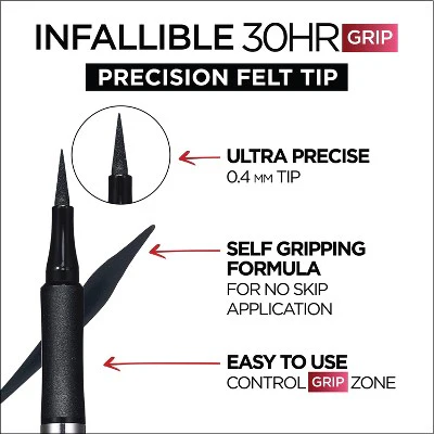 L'Oreal Paris Infallible Grip Precision Felt Tip Waterproof Eyeliner 610 Gray 0.034 fl oz - Imperfect Box - Image 4