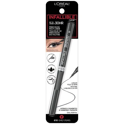 L'Oreal Paris Infallible Grip Precision Felt Tip Waterproof Eyeliner 610 Gray 0.034 fl oz - Imperfect Box - Image 8