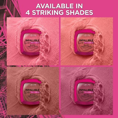 L'Oreal Paris Infallible Up to 24H Fresh Wear Blush Powder 10 Confident Pink 0.31oz - New - Image 5
