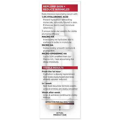 L'Oreal Paris Revitalift Derm Intensives Hyaluronic Acid Serum 1 fl oz - Imperfect Box - Image 8