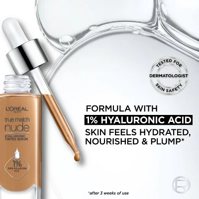 L'Oreal Paris True Match Hyaluronic Tinted Serum Skincare Hybrid 5-6 Medium-Tan 1 fl oz - New - Image 3