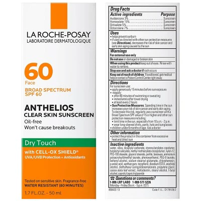 La Roche Posay Anthelios Clear Skin Dry Touch Face Sunscreen SPF 60 1.7 fl oz - Missing Box - Image 2