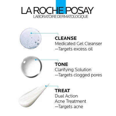 La Roche Posay Effaclar Dermatological Acne Treatment 3-Step System Kit Medicated Gel Cleanser 7.5 fl oz - Imperfect Box - Image 4