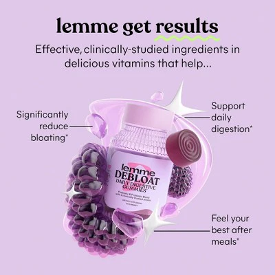 Lemme Debloat Pre + Probiotic Gummies Bloat Support & Digestion Blackberry Flavor 60ct - New - Image 3