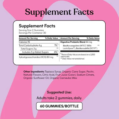 Lemme Debloat Pre + Probiotic Gummies Bloat Support & Digestion Blackberry Flavor 60ct - New - Image 4