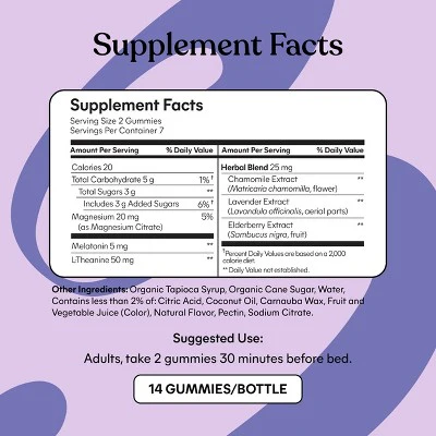 Lemme Sleep Gummies Deep Sleep Support 5 mg Melatonin, Magnesium & L-Theanine Berry 14ct - New - Image 4