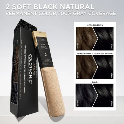 L'Oreal Paris Colorsonic Permanent Hair Color Cartridge Soft Black Natural 2 - Imperfect Box - Image 3