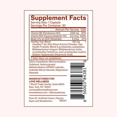 Love Wellness Healthy Hair Probiotics for Fuller and Shinier Hair 30ct - New - Image 6