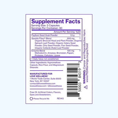 Love Wellness Sparkle Fiber Vegan Dietary Supplements 90ct - New - Image 6