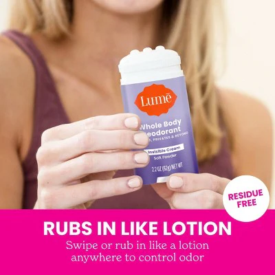 Lume Whole Body Women's Deodorant Invisible Cream Stick Soft Powder Scent 2.2oz - Imperfect Container - Image 8