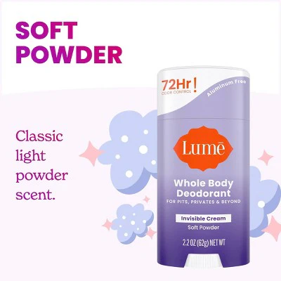Lume Whole Body Women's Deodorant Invisible Cream Stick Soft Powder Scent 2.2oz - Imperfect Container - Image 9