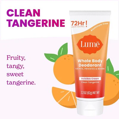 Lume Whole Body Women's Invisible Cream Tube Deodorant Clean Tangerine Scent 2.2oz - New - Image 10