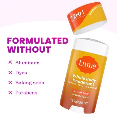 Lume Whole Body Women's Smooth Solid Deodorant Toasted Coconut Scent 2.6oz - New - Image 3
