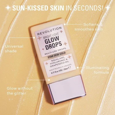 Makeup Revolution Bright Light Glow Highlighting Drops Golden Star Dew 0.77 fl oz - New - Image 3