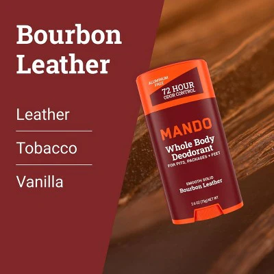Mando Whole Body Men's Smooth Solid Deodorant Bourbon Leather 2.6oz - New - Image 6