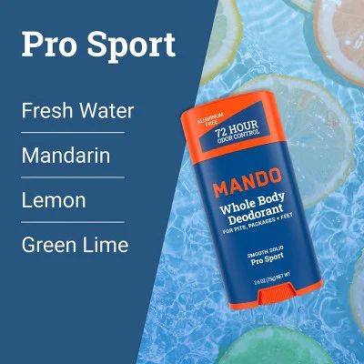 Mando Whole Body Men's Smooth Solid Deodorant Pro Sport 2.6oz - Imperfect Container - Image 6