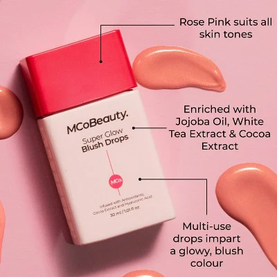 MCoBeauty Super Glow Blush Drops Rose 1.01 fl oz - New - Image 6