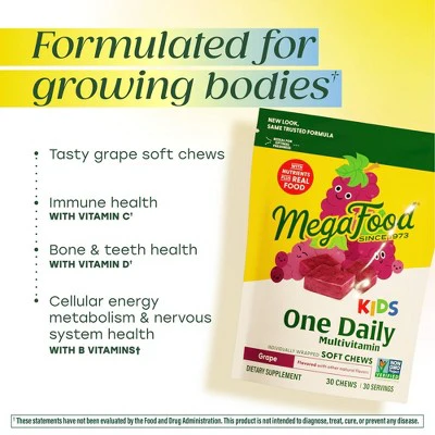 MegaFood Kids Multivitamin Grape 30ct - New - Image 4