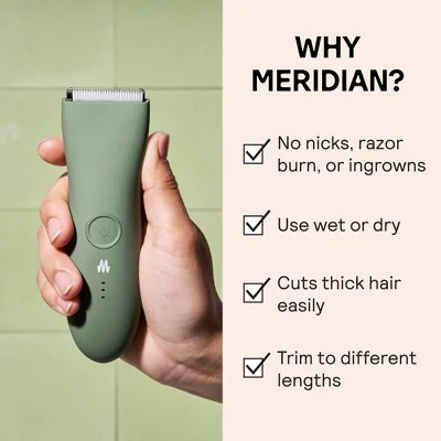 Meridian Trimmer Original Pubic & Body Hair Trimmer for Men & Women, Below-the-Belt Groomer, Ball Trimmer, Bikini Trimmer Sage - Imperfect Box - Image 3