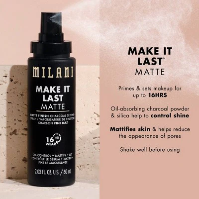 Milani Make It Last Matte Finish Charcoal Setting Spray 2.03 fl oz - New - Image 4