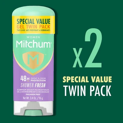 Mitchum Triple Odor Defense Gel Deodorant Shower Fresh  3.4oz/2pk - New - Image 6