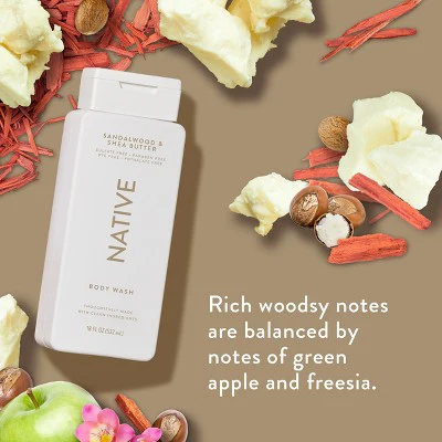Native Body Wash for Men & Women Sandalwood & Shea Butter  18 fl oz - New - Image 3