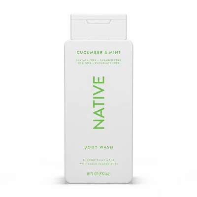 Native Body Wash for Women & Men Cucumber & Mint Sulfate Free 8 fl oz - New