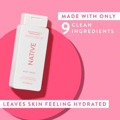 Native Body Wash for Women & Men Grapefruit & Bergamo Sulfate Free 18 fl oz - Imperfect Container - Image 6