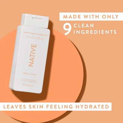 Native Body Wash Sweet Peach & Nectar Sulfate Free 18 fl oz - Imperfect Container - Image 6