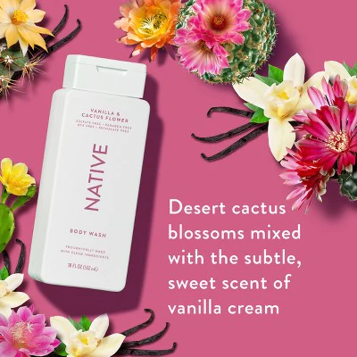 Native Body Wash Vanilla & Cactus Flower Sulfate Free 18 fl oz - Imperfect Container - Image 4