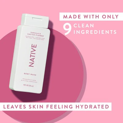 Native Body Wash Vanilla & Cactus Flower Sulfate Free 18 fl oz - Imperfect Container - Image 6