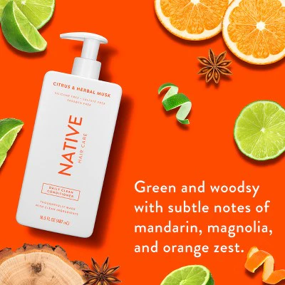 Native Citrus & Herbal Musk Daily Conditioner for Men & Women 16.5 fl oz - Imperfect Container - Image 2