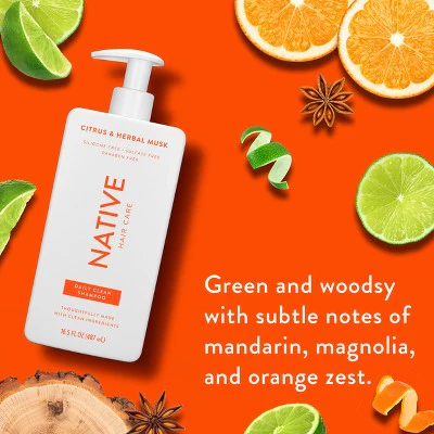 Native Citrus Herbal Musk Daily Shampoo for Men & Women 16.5 fl oz - New - Image 2