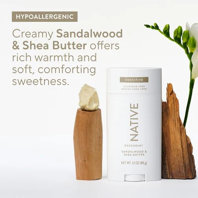 Native Sensitive Men's Deodorant Sandalwood & Shea Butter 3.1 oz - New - Image 4