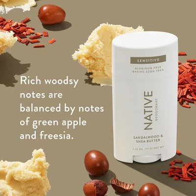 Native Sensitive Solid Deodorant for Men & Women Sandalwood & Shea 2.65oz - New - Image 3