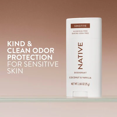 Native Sensitive Solid Deodorant for Women & Men Coconut & Vanilla 2.65oz - New - Image 2