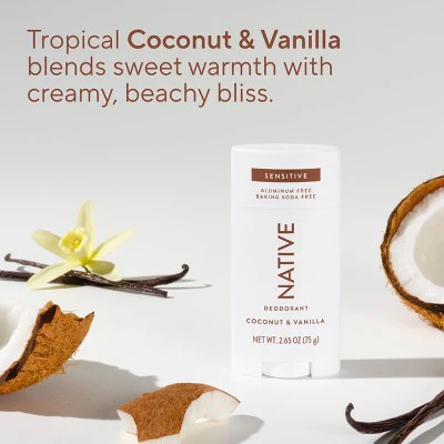 Native Sensitive Solid Deodorant for Women & Men Coconut & Vanilla 2.65oz - New - Image 4
